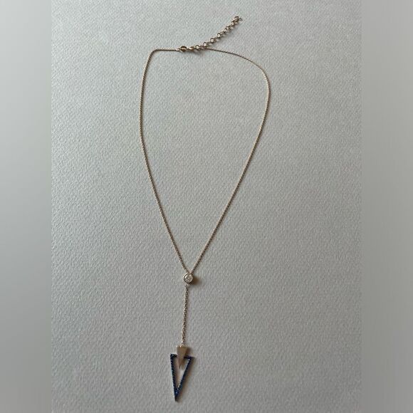 Elegant Gold and Blue Pendant Necklace M348 - Picture 1 of 5